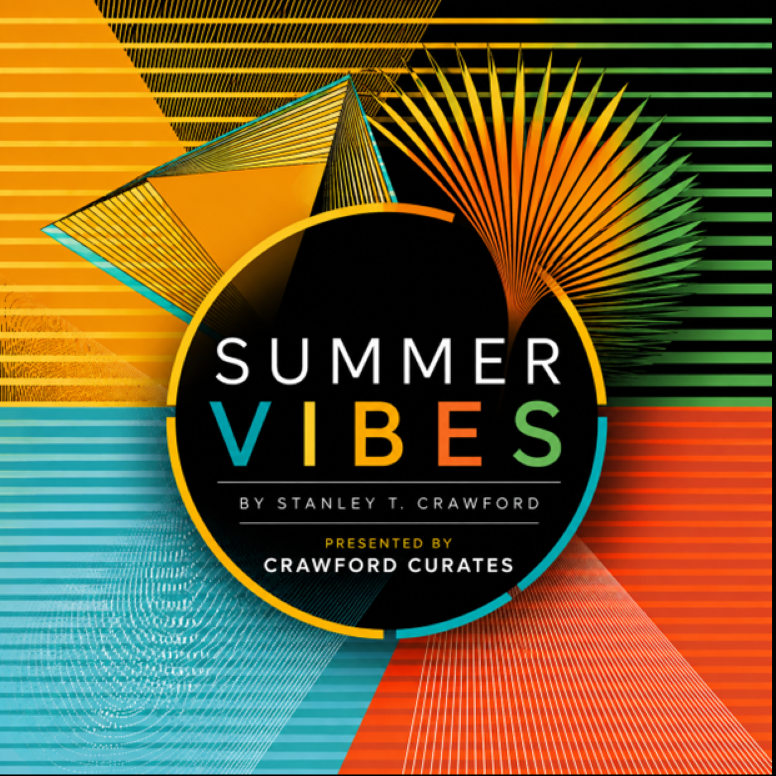 Summer Vibes — exhibition cover, a generative composition of tropical color, geometry, and light